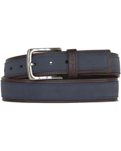 Nautica Bold Fashion And Dress Leather Belt With Metal Buckle - Blue