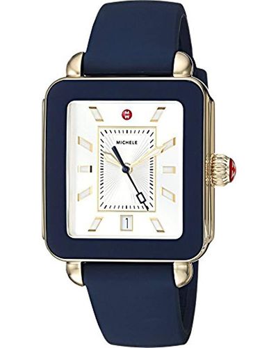 Michele S Deco Sport Navy Silicone Watch - Blue
