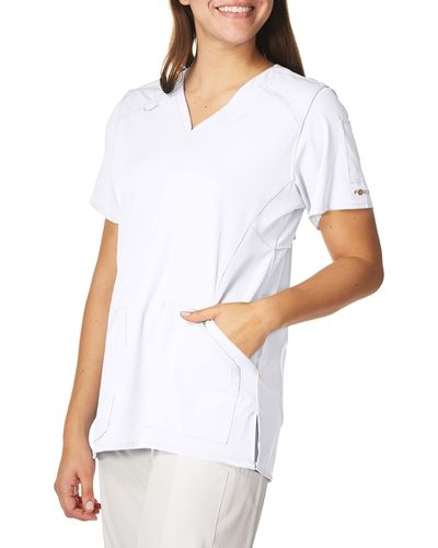Carhartt Womens Multi-pocket V-neck Medical Scrubs - White
