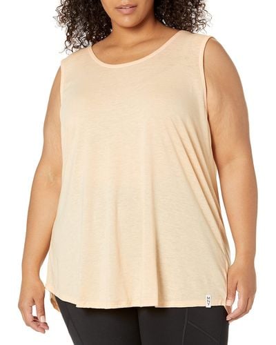 Andrew Marc Plus Size Washed Tank With Twisted Back Keyhole - Natural