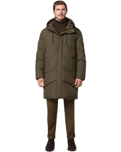 Andrew Marc Long Water Resistant Matte Shell Fabric Sullivan Hymx Puffer Fleece Lined Pockets - Brown