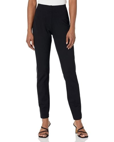 Nanette Lepore Flattering Miracle Ponte Pant With Pleather Trim - Blue