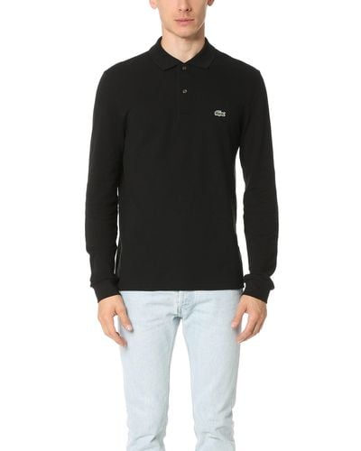 Lacoste Mens Classic Long Sleeve Pique Polo Shirt - Black