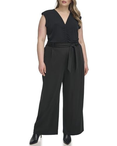 Calvin Klein Plus Pleated Pant With Belt - Black