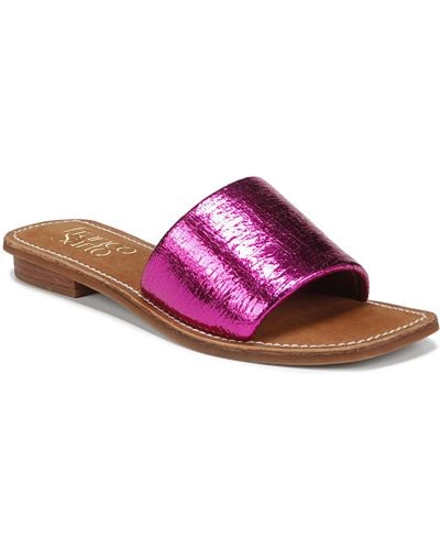 Franco Sarto S Tina Fashion Slide Flat Sandal Metallic Pink Cracked Leather 8 M