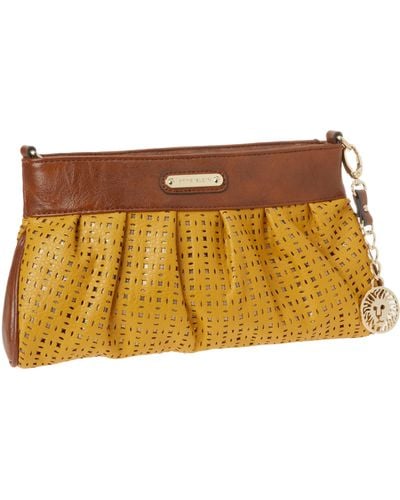 Anne Klein Perfectly Pleated Clutch,squash/gold/saddle,one Size - Metallic