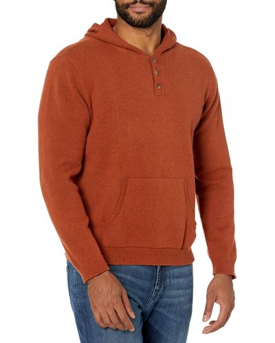Lucky Brand Mens Henley Hoodie Sweatshirt - Orange