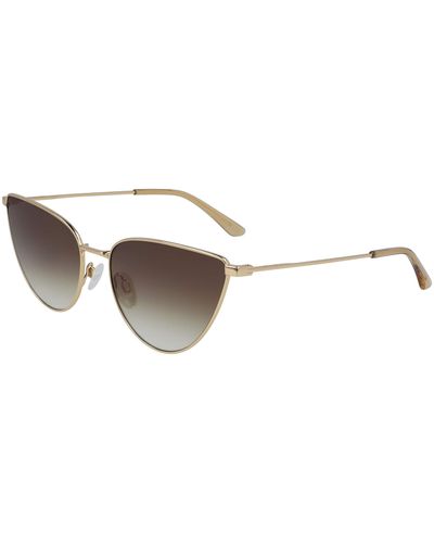 Calvin Klein EYEWEAR CK20136S-717 Sonnenbrille,Shiny Gold/Khaki Gradient - Schwarz
