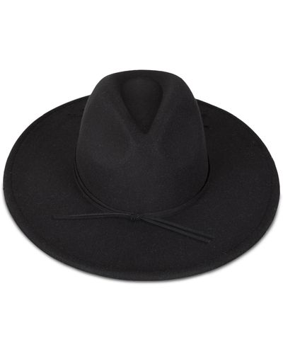 Lucky Brand Wool Felt Fabric Wide Brim Boater Adjustable Hat - Black