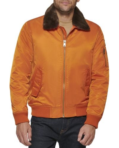 Tommy Hilfiger Laydown Officer Jacket With Removable Pile Collar - Orange