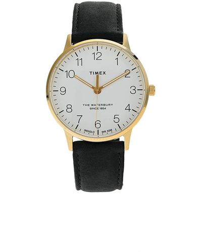 Timex Waterbury Classic 40mm Leather Strap Watch Gold-Tone/Black/White - Schwarz