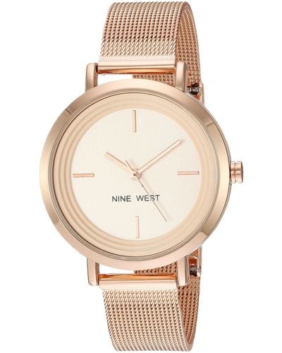 Nine West Nw/2146rgrg Rose Gold-tone Mesh Bracelet Watch - Natural