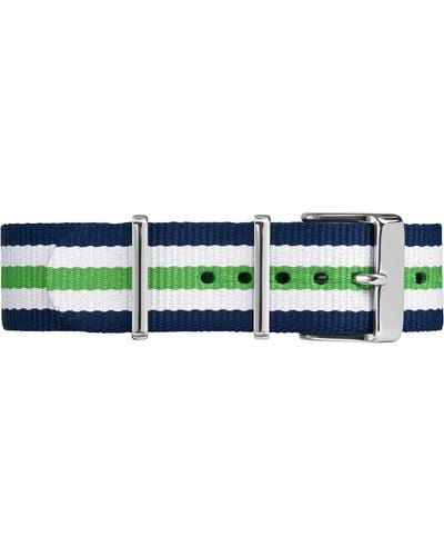 Timex Tw7c07000 20mm Blue/white/green Stripe Fabric Double-layered Slip-thru Strap