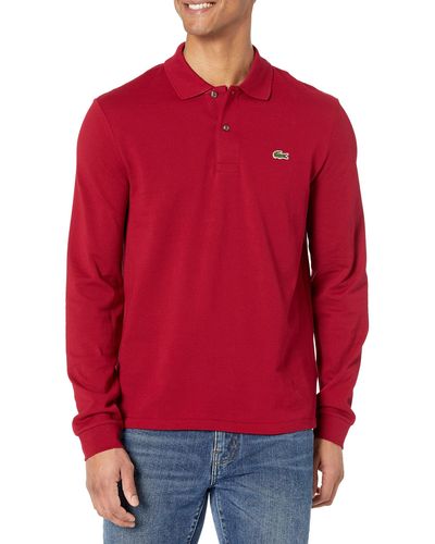 Lacoste Mens Classic Long Sleeve Pique Polo Shirt - Red
