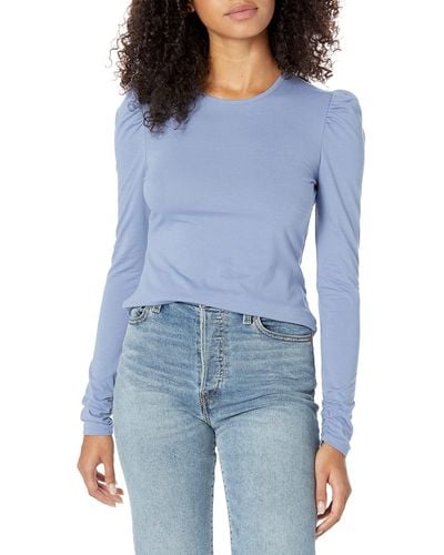 Rebecca Taylor Womens Ruched Ls Top - Blue