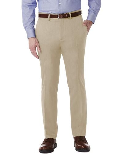 Kenneth Cole Reaction Mens Urban Heather Slim Fit Flat Front Dress Pants - Natural