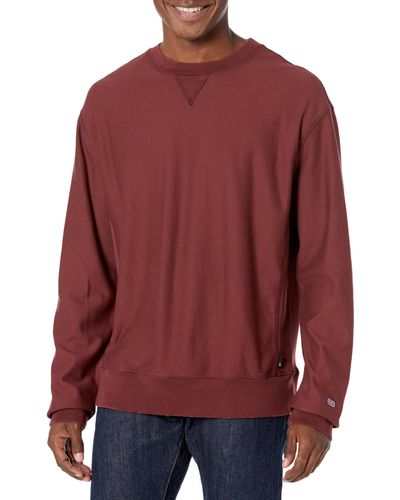 AG Jeans Arc Relaxed Crew Neck Paneled Sweatshirt - Red