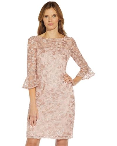 Adrianna Papell Rosie Embroidery Sheath Dress - Natural