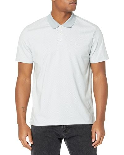 Calvin Klein Mini Geo Print Smooth Cotton Monogram Logo Polo Shirt - White