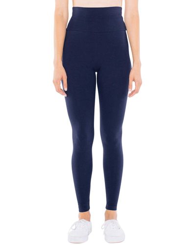 American Apparel Cotton Spandex Jersey High-waist Leggings - Blue