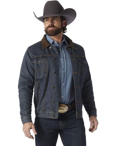 Wrangler Cowboy Cut Western Lined Denim Jacket - Blue