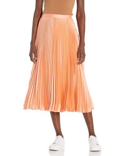 BCBGMAXAZRIA Womens Pleated A Line Midi Skirt - Orange