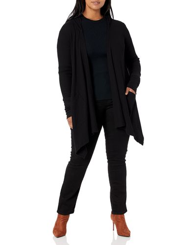 Splendid Thermal Wrap Hooded Cardigan - Black