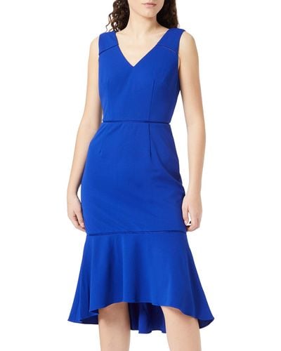 Adrianna Papell Knit Crepe High-low Flounce Sheath Dress - Blue