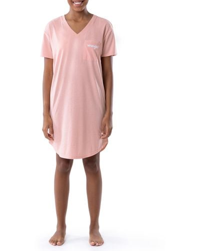 Wrangler Short Sleeve V-neck Sleepshirt - Pink
