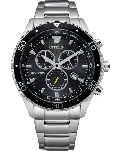 Citizen Eco-drive Weekender Chronograph Watch In Silver-tone Stainless Steel - Metallic