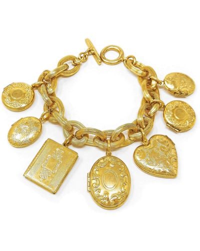 Ben-Amun 24k Gold Plated Locket Charms Gold Bracelet - Metallic