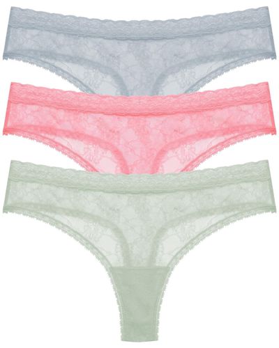 Natori Bliss Allure One Size Lace Thong 3-pack - White