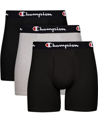 Champion Cotton Stretch Boxer Briefs - Black