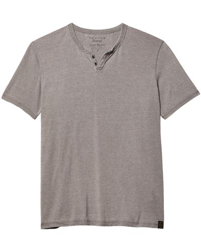 Lucky Brand Venice Burnout Notch Neck Tee Shirt - Gray