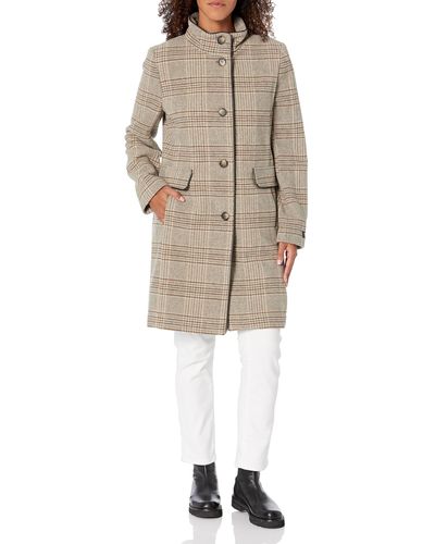 DKNY Elegant Stand Collar Outwear Wool Jacket - Natural