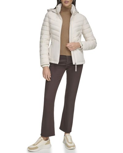 Calvin Klein Light-weight Hooded Puffer Jacket - Natural