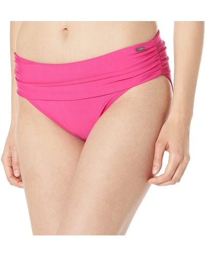 DKNY Womens Mid Rise Full Coverage Bathing Suit Bikini Bottoms - Pink