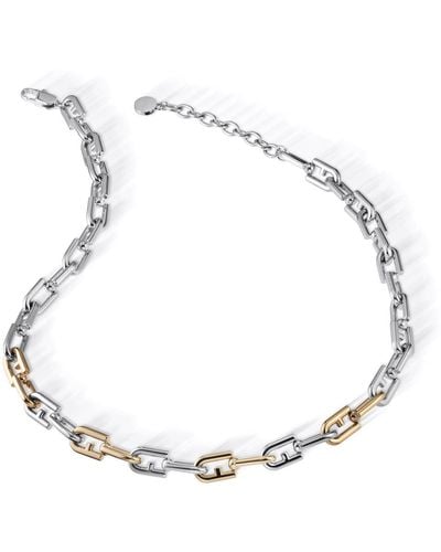 Furla Chained Logo Necklace - Metallic