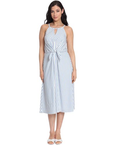 Maggy London London Times Tie Front Striped Halter Dress - Blue
