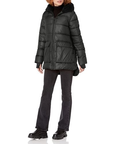 Kenneth Cole S Mixed Media Heavyweight Puffer Jacket - Black