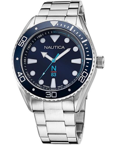 Nautica N83 Napfwf118 N83 Finn World Silver-tone/blue/sst Bracelet Watch - Metallic