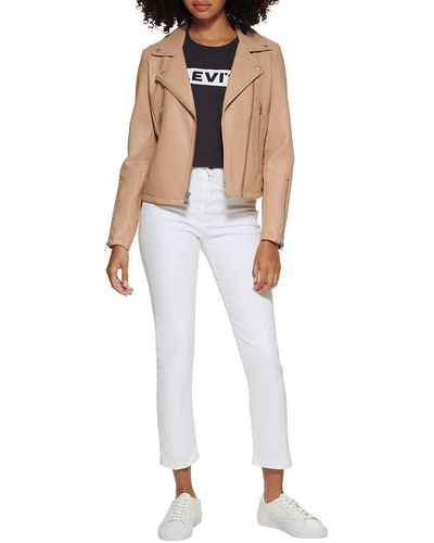 Levi's Women's Faux Leather Bomber with Laydown Collar, Biscotti