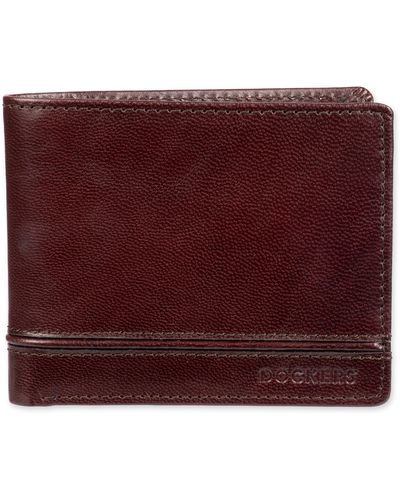 Dockers Extra Capacity Bifold Wallet-id Window And Multiple Card Slots - Red