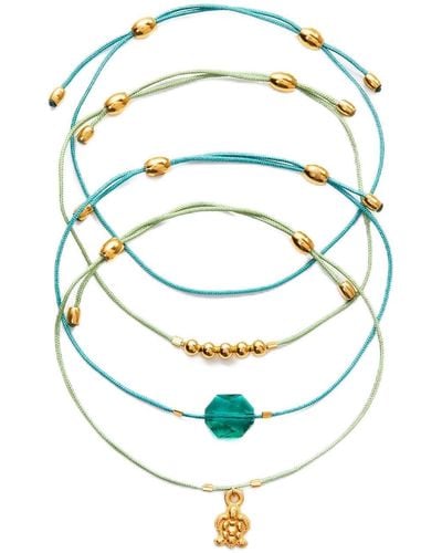 ALEX AND ANI Aa644722crsg,turtle Cord Set Of 4,shiny Gold,green,bracelet - Blue
