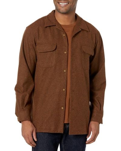 Pendleton Long Sleeve Classic-fit Board Shirt - Brown