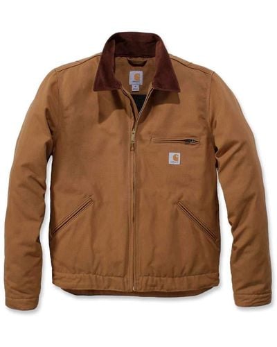 Carhartt S Relaxed Fit Duck Blanket-lined Detroit Jacket Work Utility Outerwear - Brown