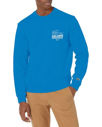 Lacoste Long Sleeve Bold Print Crewneck Sweatshirt - Blue