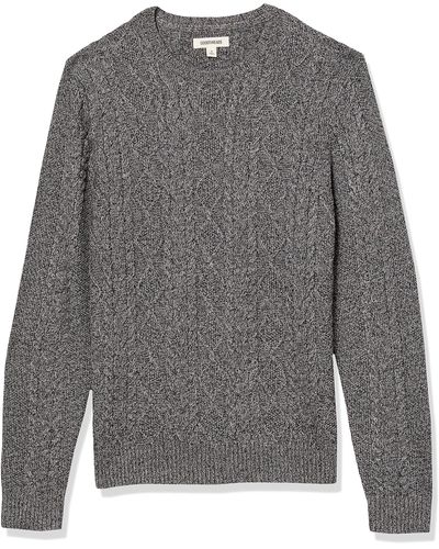 Goodthreads Supersoft Long-sleeved Cable Knit Crewneck Sweater - Gray