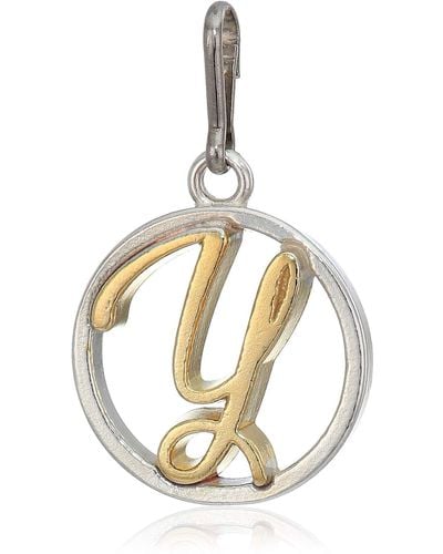 ALEX AND ANI Initial Y Two Tone Charm Sterling Silver - Metallic