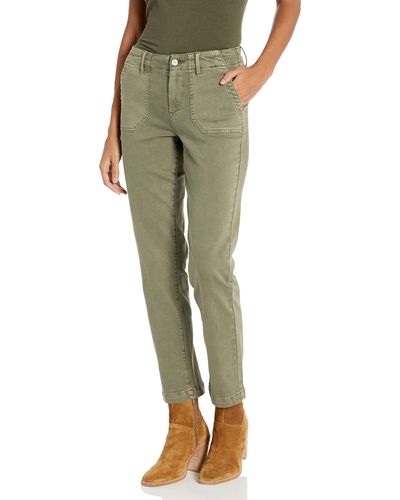 PAIGE Mayslie Straight Ankle High Rise Utility Pockets In Vintage Ivy Green